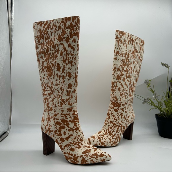 INC International Concepts women’s Palmina Dress Boots Cow Print Knee-High Boots - Picture 6 of 13